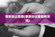 事前协议离婚(事前协议离婚有效吗)