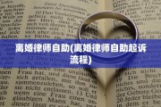 离婚律师自助(离婚律师自助起诉流程)