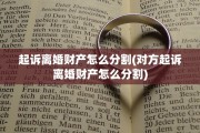 起诉离婚财产怎么分割(对方起诉离婚财产怎么分割)