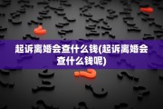 起诉离婚会查什么钱(起诉离婚会查什么钱呢)