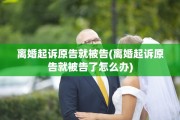 离婚起诉原告就被告(离婚起诉原告就被告了怎么办)
