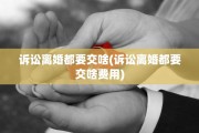 诉讼离婚都要交啥(诉讼离婚都要交啥费用)