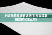 对方失踪离婚起诉状(对方失踪离婚起诉状怎么写)