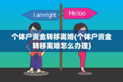 个体户资金转移离婚(个体户资金转移离婚怎么办理)