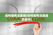 如何查有没离婚(如何查有没离婚的案件)
