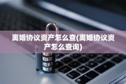 离婚协议资产怎么查(离婚协议资产怎么查询)