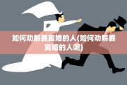 如何劝解要离婚的人(如何劝解要离婚的人呢)