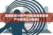 离婚家暴分财产分割(离婚家暴财产分割怎么分配的)