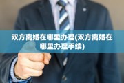 双方离婚在哪里办理(双方离婚在哪里办理手续)