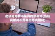 出轨离婚并不是真的想离婚(出轨离婚并不是真的想离婚吗)