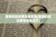离婚的起诉费是谁拿钱(离婚的起诉费是谁拿钱的)