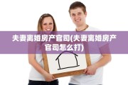 夫妻离婚房产官司(夫妻离婚房产官司怎么打)