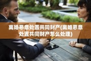 离婚恶意处置共同财产(离婚恶意处置共同财产怎么处理)