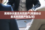 离婚协议里无共同房产(离婚协议里无共同房产怎么写)