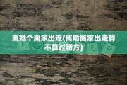 离婚个离家出走(离婚离家出走算不算过错方)