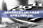 夫妻离婚财产怎么分配(夫妻离婚财产怎么分配的法律)