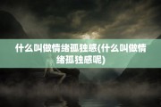 什么叫做情绪孤独感(什么叫做情绪孤独感呢)