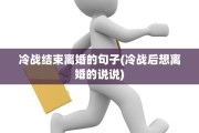 冷战结束离婚的句子(冷战后想离婚的说说)