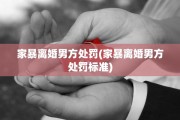 家暴离婚男方处罚(家暴离婚男方处罚标准)