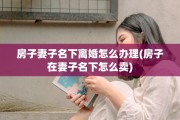 房子妻子名下离婚怎么办理(房子在妻子名下怎么卖)