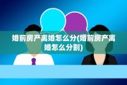 婚前房产离婚怎么分(婚前房产离婚怎么分割)