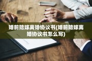 婚前陪嫁离婚协议书(婚前陪嫁离婚协议书怎么写)