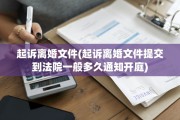 起诉离婚文件(起诉离婚文件提交到法院一般多久通知开庭)