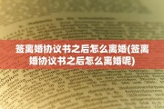 签离婚协议书之后怎么离婚(签离婚协议书之后怎么离婚呢)