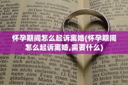 怀孕期间怎么起诉离婚(怀孕期间怎么起诉离婚,需要什么)