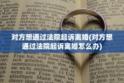 对方想通过法院起诉离婚(对方想通过法院起诉离婚怎么办)