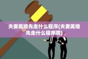 夫妻离婚先走什么程序(夫妻离婚先走什么程序呢)