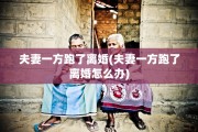 夫妻一方跑了离婚(夫妻一方跑了离婚怎么办)