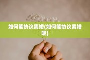 如何能协议离婚(如何能协议离婚呢)