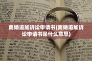 离婚追加诉讼申请书(离婚追加诉讼申请书是什么意思)