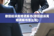 撤回起诉离婚调解书(撤回起诉离婚调解书怎么写)
