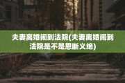 夫妻离婚闹到法院(夫妻离婚闹到法院是不是恩断义绝)
