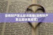 没有财产怎么起诉离婚(没有财产怎么起诉离婚呢)