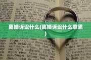 离婚诉讼什么(离婚诉讼什么意思)