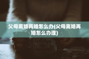 父母离婚再婚怎么办(父母离婚再婚怎么办理)