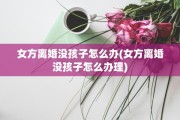 女方离婚没孩子怎么办(女方离婚没孩子怎么办理)
