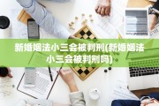 新婚姻法小三会被判刑(新婚姻法小三会被判刑吗)