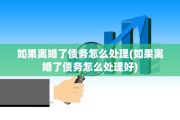 如果离婚了债务怎么处理(如果离婚了债务怎么处理好)