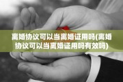 离婚协议可以当离婚证用吗(离婚协议可以当离婚证用吗有效吗)