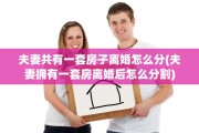 夫妻共有一套房子离婚怎么分(夫妻拥有一套房离婚后怎么分割)