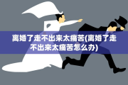 离婚了走不出来太痛苦(离婚了走不出来太痛苦怎么办)