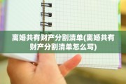 离婚共有财产分割清单(离婚共有财产分割清单怎么写)
