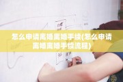 怎么申请离婚离婚手续(怎么申请离婚离婚手续流程)