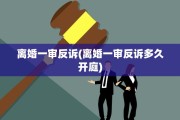 离婚一审反诉(离婚一审反诉多久开庭)