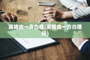 离婚由一方办理(离婚由一方办理吗)