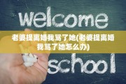 老婆提离婚我骂了她(老婆提离婚我骂了她怎么办)